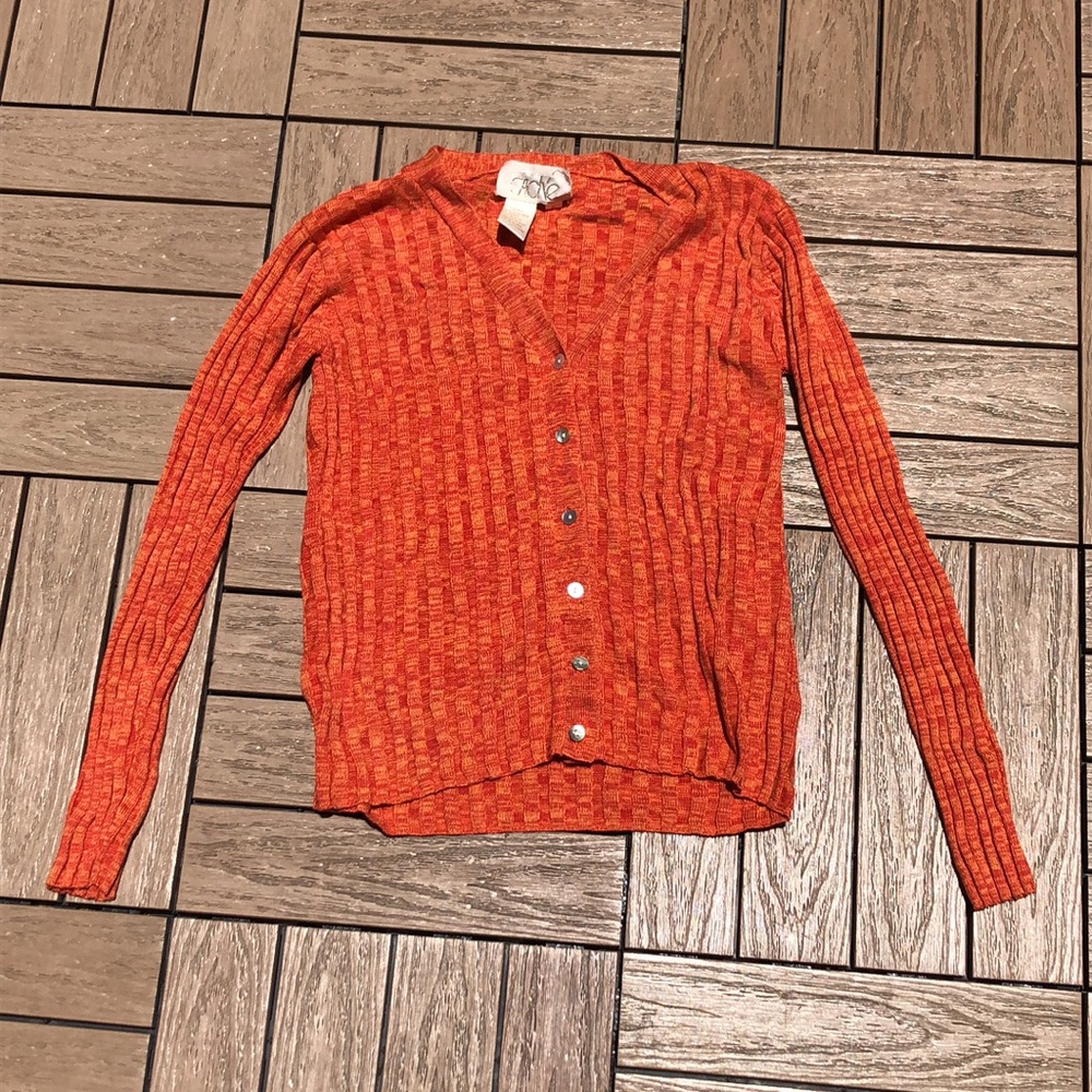 Cache Y2k Orange Button Down Knitted Cardigan - image 6